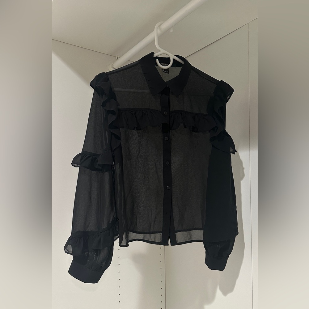 Black sheer blouse Forever 21